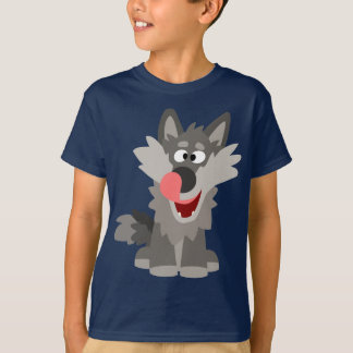 かわいく間抜けな漫画のオオカミの子供のTシャツ Tシャツ