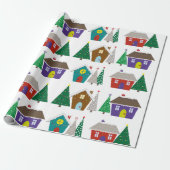 かわいく雪が多い家-クリスマスの包装紙 ラッピングペーパー (アンロールド)