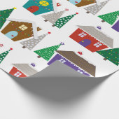 かわいく雪が多い家-クリスマスの包装紙 ラッピングペーパー (角)