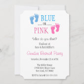 かわいく青いですかピンクの足跡の性は招待を明らかにします 招待状 (正面)