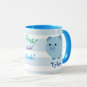 かわいく青いぽっちゃりしたブタのマグ マグカップ (正面右)