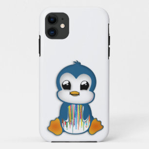 かわいく青いオレンジペンギン iPhone 11 ケース