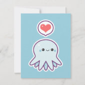 かわいく青いタコのバースデーパーティ招待状 招待状 (正面)