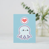 かわいく青いタコのバースデーパーティ招待状 招待状 (スタンド正面)