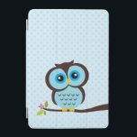 かわいく青いフクロウ iPad MINIカバー<br><div class="desc">かわいいフクロウの愛らしいベクトルイラストレーションは水玉模様の背景のツリーブランチでとまりました。  mygrafico.comのBabystarのデザインによる芸術</div>