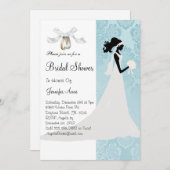 かわいく青いブライダルシャワーの招待 招待状 (正面/裏面)