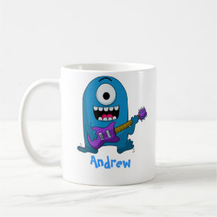 かわいく青いモンスターのギタリスト コーヒーマグカップ