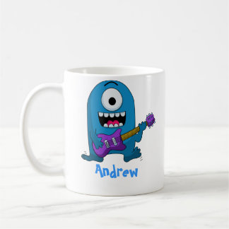 かわいく青いモンスターのギタリスト コーヒーマグカップ