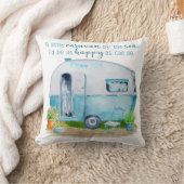 かわいく青いヴィンテージのレトロのキャンピングカーのキャラバン クッション (ブランケット)