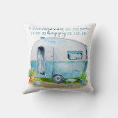 かわいく青いヴィンテージのレトロのキャンピングカーのキャラバン クッション (裏面)