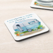 かわいく青いヴィンテージのレトロのキャンピングカーのキャラバン コースター (左側)