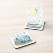 かわいく青いヴィンテージのレトロのキャンピングカーのキャラバン コースター (右側)