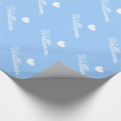 かわいく青い包装紙|のハートおよび男の赤ちゃんの名前 ラッピングペーパー (角)