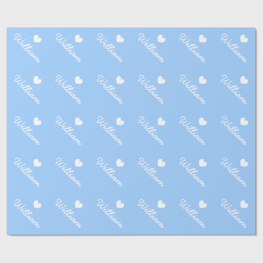 かわいく青い包装紙|のハートおよび男の赤ちゃんの名前 ラッピングペーパー (フラット)