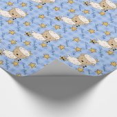 かわいく青い子ヒツジの男の子のベビーシャワー ラッピングペーパー (角)