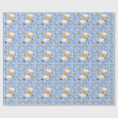 かわいく青い子ヒツジの男の子のベビーシャワー ラッピングペーパー (フラット)