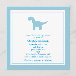 かわいく青い恐竜のベビーシャワーの招待状 招待状