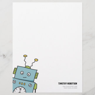 かわいく青い手描きのロボット レターヘッド