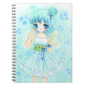 かわいく青い日本製アニメの妖精の女の子 ノートブック (正面)