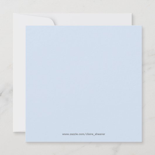 かわいく青い最初に象の写真の第1誕生会 招待状 (裏面)