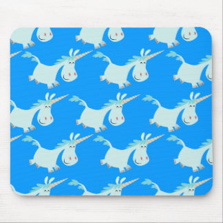 かわいく青い漫画のユニコーンの群れ!! mousepad マウスパッド