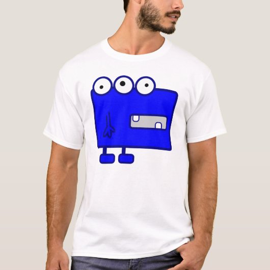 かわいく青い漫画モンスター Tシャツ (正面)