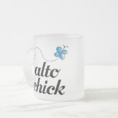 かわいく青い蝶音楽ALTOひよこのギフト フロストグラスマグカップ (正面左)