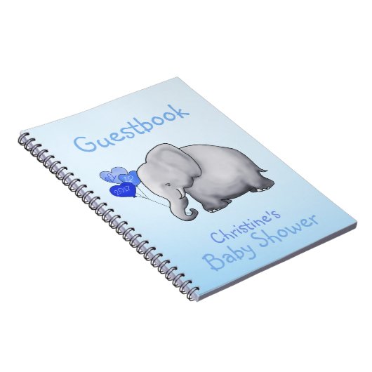 かわいく青い象の男の子のベビーシャワーのゲストブック ノートブック (右側)