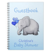 かわいく青い象の男の子のベビーシャワーのゲストブック ノートブック (正面)