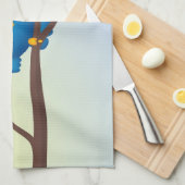 かわいく青いtwitterの鳥の漫画 キッチンタオル (四つ折り)