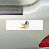 かわいく青および黄色のオウム バンパーステッカー (車上)