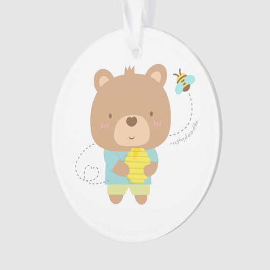 かわいく面白いカップルの男性くまおよび蜂 オーナメント (正面)