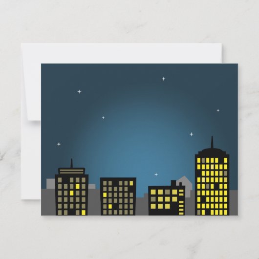 かわいく飛んでいるなスーパーヒーローの女の子の女の子の誕生会 招待状 (裏面)