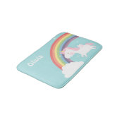 かわいく飛んでいるなユニコーンの虹の女の子部屋の装飾 バスマット (アングル)