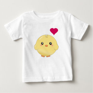 かわいく黄色いひよこ ベビーTシャツ