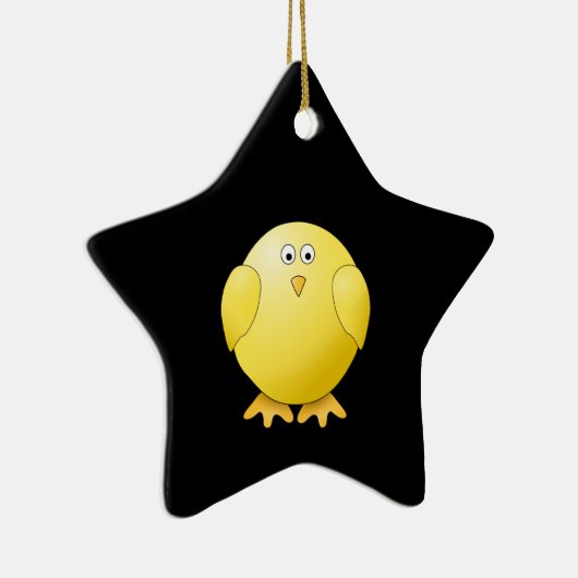 かわいく黄色いひよこ。 黒の小さい鳥 セラミックオーナメント (右)