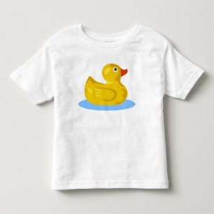 かわいく黄色いゴム製ダッキーの漫画のアヒルの水泳 トドラーTシャツ