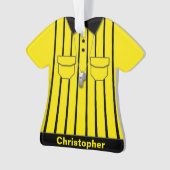 かわいく黄色いサッカーの審判員のユニフォーム オーナメント (正面)