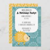 かわいく黄色いハリネズミのパーティの招待状 招待状 (正面/裏面)