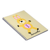 かわいく黄色いバニーの名前入りなノート ノートブック (右側)