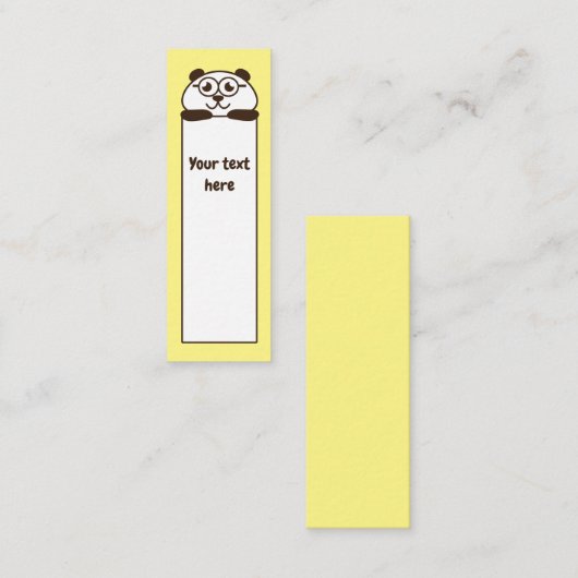 かわいく黄色いパンダのしおりのメモ スキニー名刺 (正面/裏面)