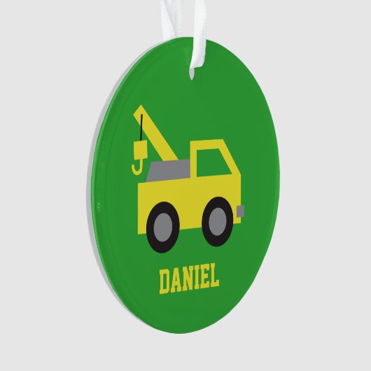 かわいく黄色いレッカー車車の男の子部屋の装飾 オーナメント (正面)