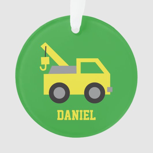 かわいく黄色いレッカー車車の男の子部屋の装飾 オーナメント (正面)