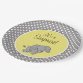 かわいく黄色い象の男女兼用なベビーシャワー ペーパープレート (アングル)