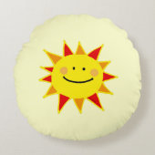 かわいく黄色く幸せな太陽の漫画 ラウンドクッション (正面)