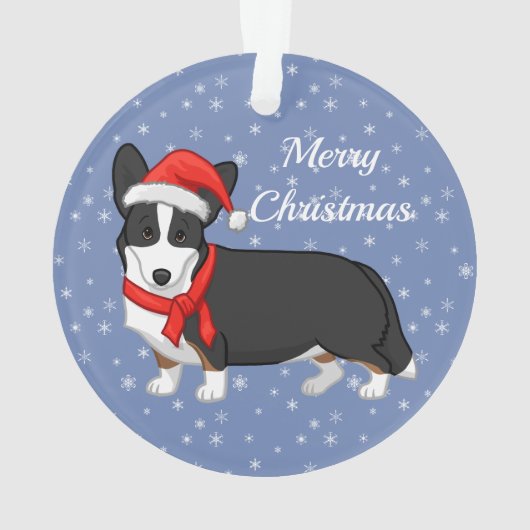 かわいく黒いタンのカーディガンのウェルシュコーギーの愛犬家 オーナメント (裏面)