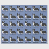 かわいく黒いタンのカーディガンのウェルシュコーギーの愛犬家 ラッピングペーパー (フラット)