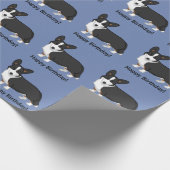 かわいく黒いタンのカーディガンのウェルシュコーギーの愛犬家 ラッピングペーパー (角)