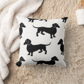 かわいく黒いダックスフントパターン クッション (ブランケット)