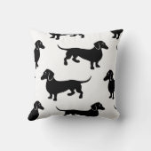 かわいく黒いダックスフントパターン クッション (裏面)